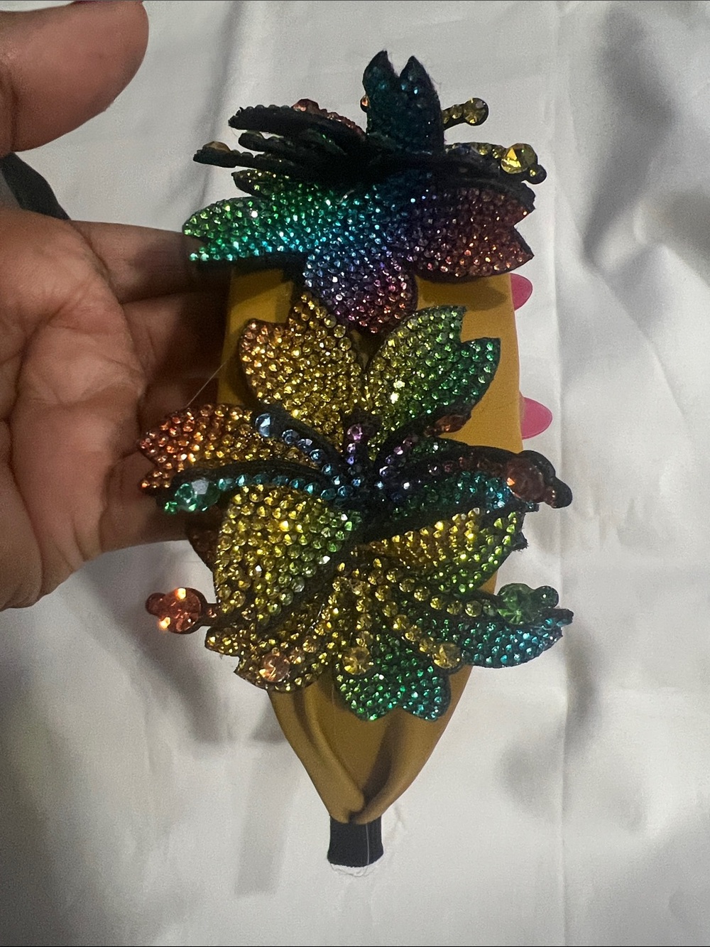 Rhinestone Butterfly Leaf Hair Clip - Multicolor